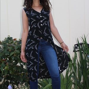 Retro Quasi Moda Black Patterned Button Tunic 🖤